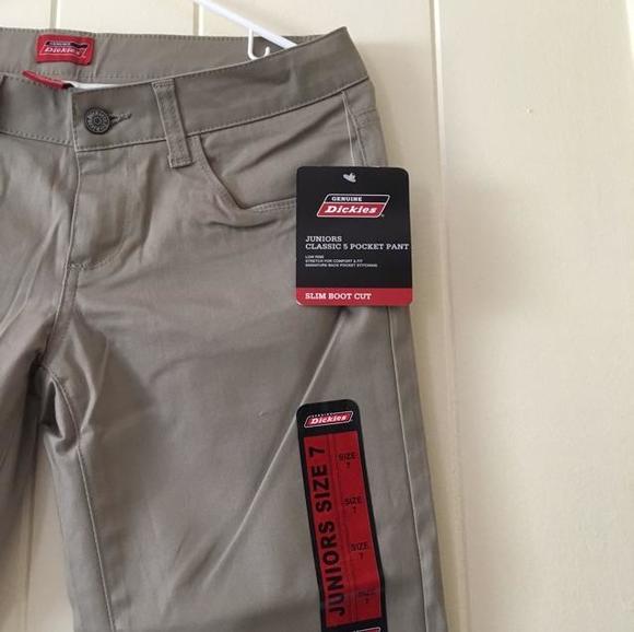 #20-NWT Dickies khaki pants size 7 - Picture 2 of 3